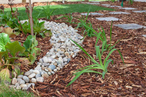 Backyard landscape with creekstone